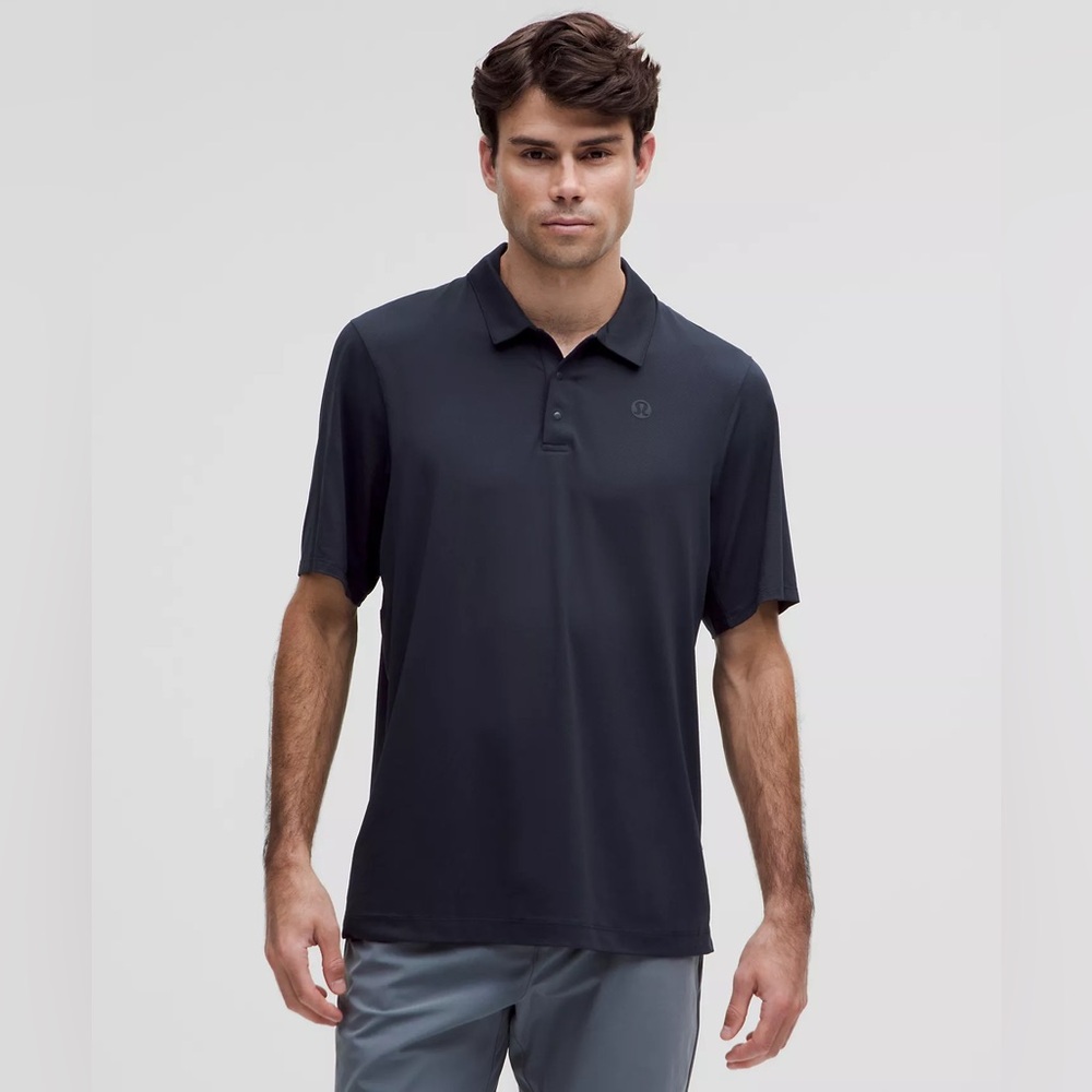 Lululemon Logo Sport Polo Short Sleeve size L True Navy TRNV